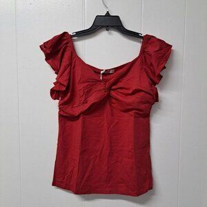 Women's Casual V Neck T Shirts Ruffle ShortSleeve Size XL